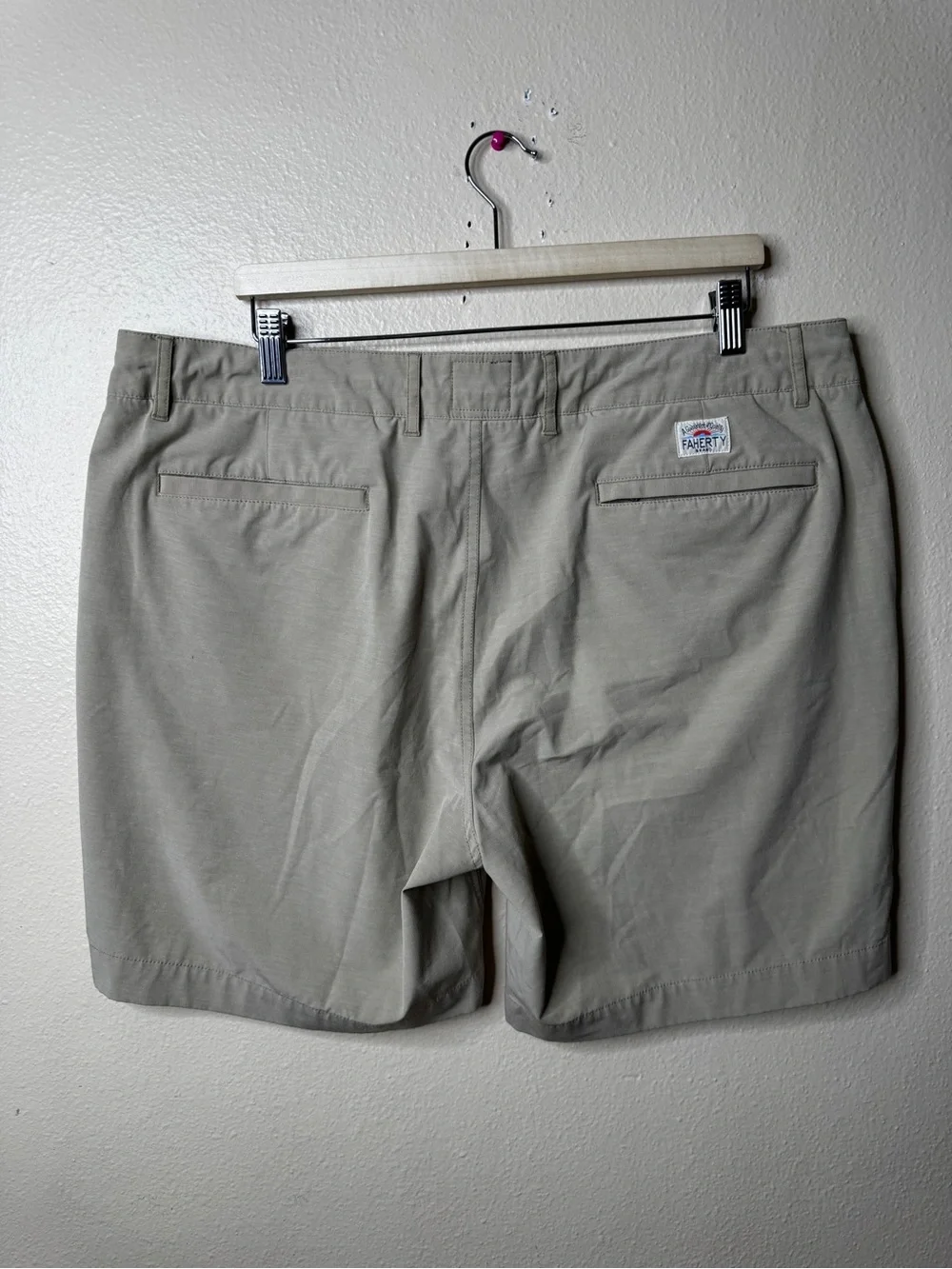 Faherty Mens Size 38 All Day Shorts Khaki Stretch Drawstring Cotton 7